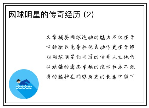 网球明星的传奇经历 (2)